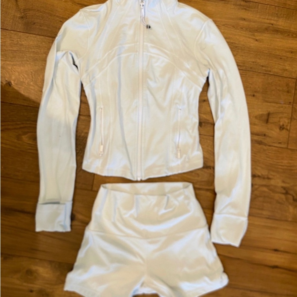 Lululemon Athletica White Jacket and Shorts Set